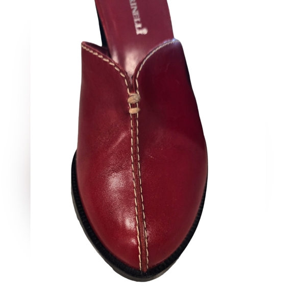 Marinelli Deep Red Leather Slings Slide On 3in. Heels Size 8 Shoes Kitten Heel - Picture 8 of 13